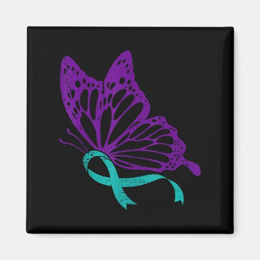 Suicide Prevention Awareness Teal &amp; Purple Rib Magneet (Voorkant)