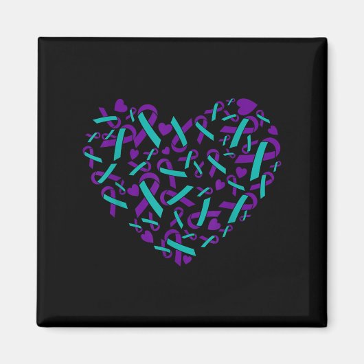 Suicide Prevention Awareness Teal &amp; Purple Rib Magneet (Voorkant)