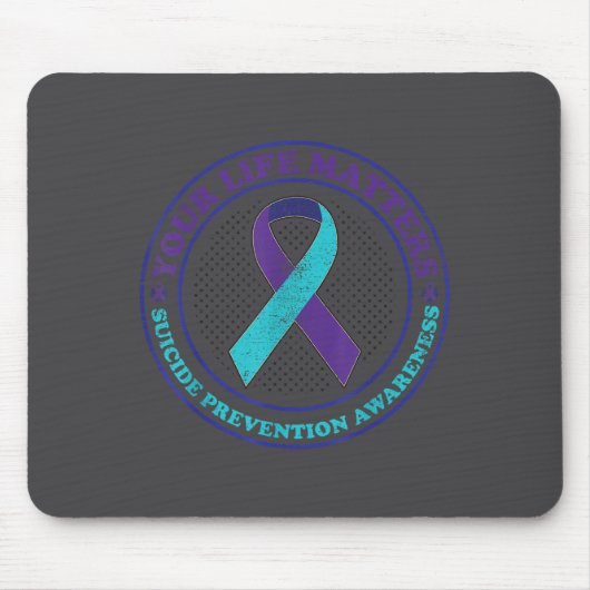 Suicide Prevention Awareness Teal &amp; Purple Rib Muismat (Voorkant)
