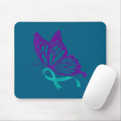 Suicide Prevention Awareness Teal & Purple Rib Muismat (Met muis)