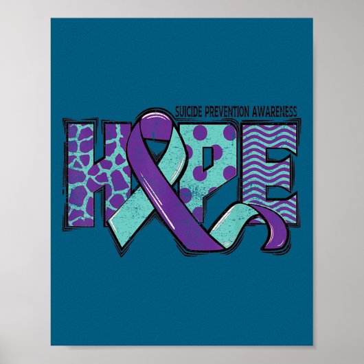Suicide Prevention Awareness Teal &amp; Purple Rib Poster (Voorkant)