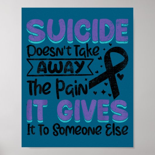 Suicide Prevention Awareness Teal &amp; Purple Rib Poster (Voorkant)