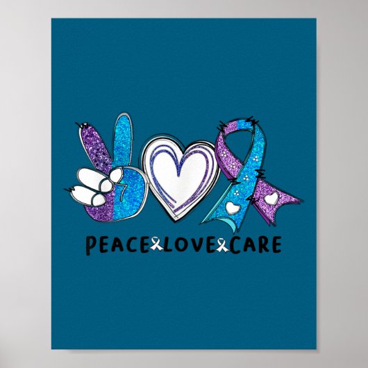 Suicide Prevention Awareness Teal &amp; Purple Rib Poster (Voorkant)