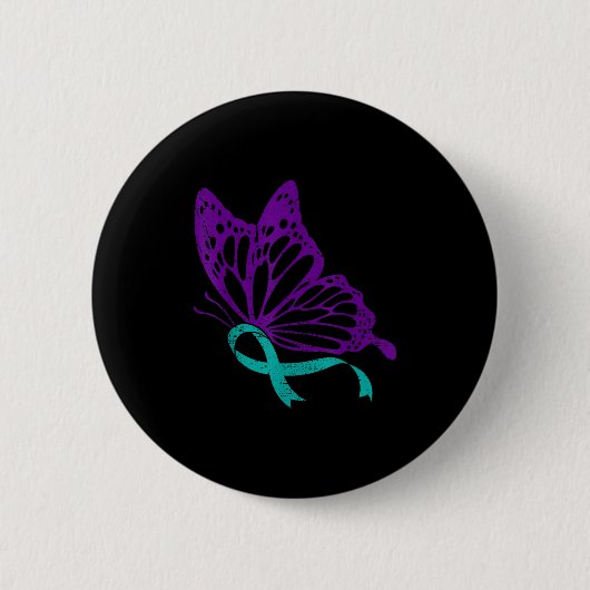 Suicide Prevention Awareness Teal & Purple Rib Ronde Button 5,7 Cm (Voorkant)