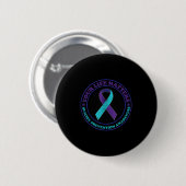 Suicide Prevention Awareness Teal &amp; Purple Rib Ronde Button 5,7 Cm (Voorkant /achterkant)
