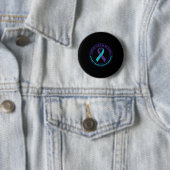Suicide Prevention Awareness Teal &amp; Purple Rib Ronde Button 5,7 Cm (In situ)