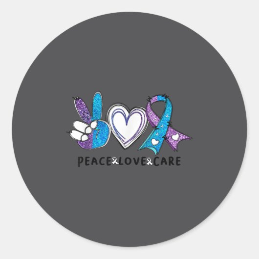 Suicide Prevention Awareness Teal &amp; Purple Rib Ronde Sticker (Voorkant)