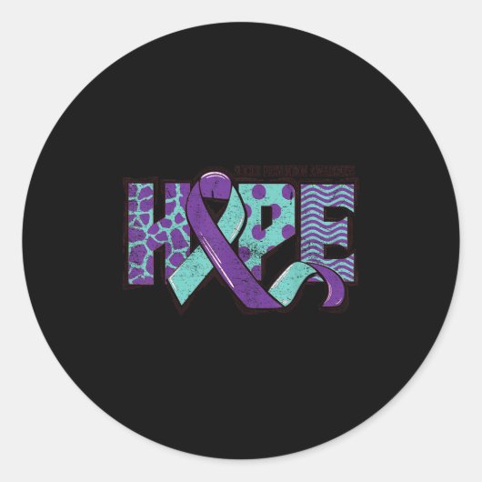 Suicide Prevention Awareness Teal &amp; Purple Rib Ronde Sticker (Voorkant)