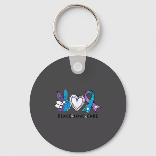 Suicide Prevention Awareness Teal &amp; Purple Rib Sleutelhanger (Voorkant)