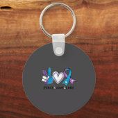 Suicide Prevention Awareness Teal &amp; Purple Rib Sleutelhanger (Voorkant)
