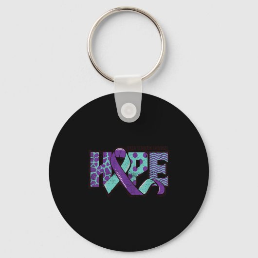 Suicide Prevention Awareness Teal &amp; Purple Rib Sleutelhanger (Voorkant)