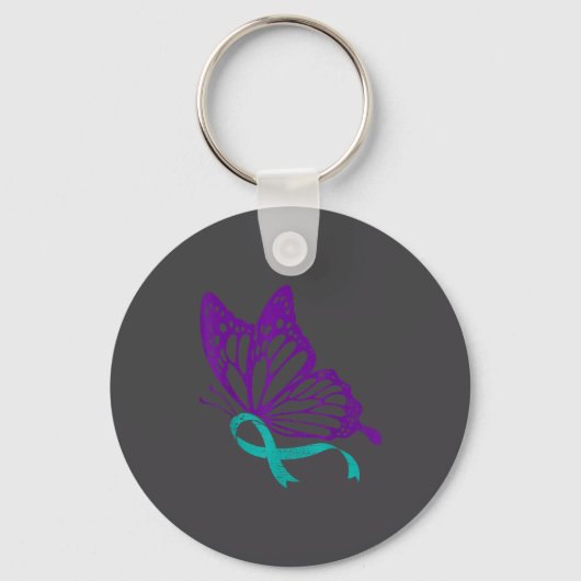Suicide Prevention Awareness Teal & Purple Rib Sleutelhanger (Voorkant)