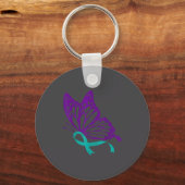 Suicide Prevention Awareness Teal & Purple Rib Sleutelhanger (Voorkant)