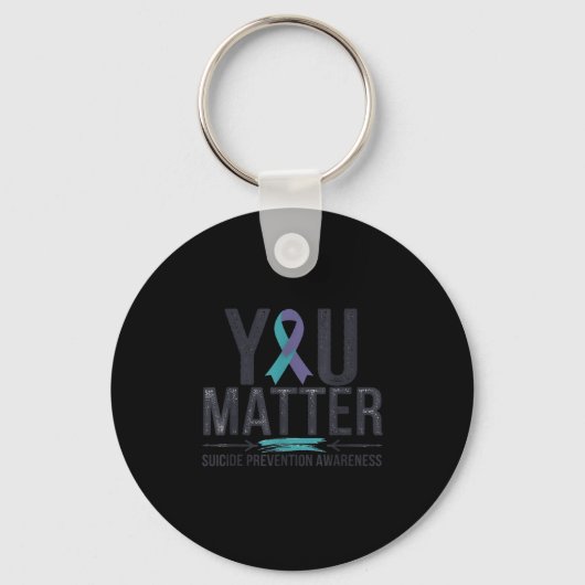 Suicide Prevention Awareness Teal &amp; Purple Rib Sleutelhanger (Voorkant)