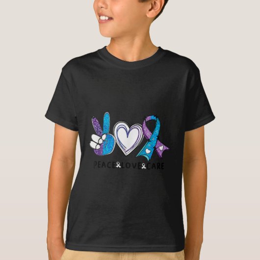 Suicide Prevention Awareness Teal &amp; Purple Rib T-shirt (Voorkant)