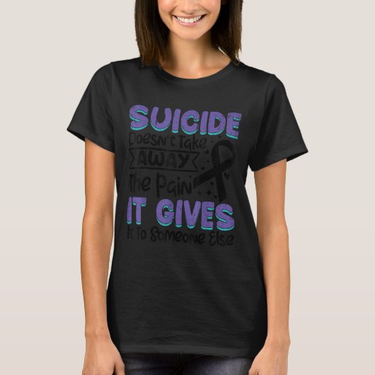 Suicide Prevention Awareness Teal &amp; Purple Rib T-shirt (Voorkant)