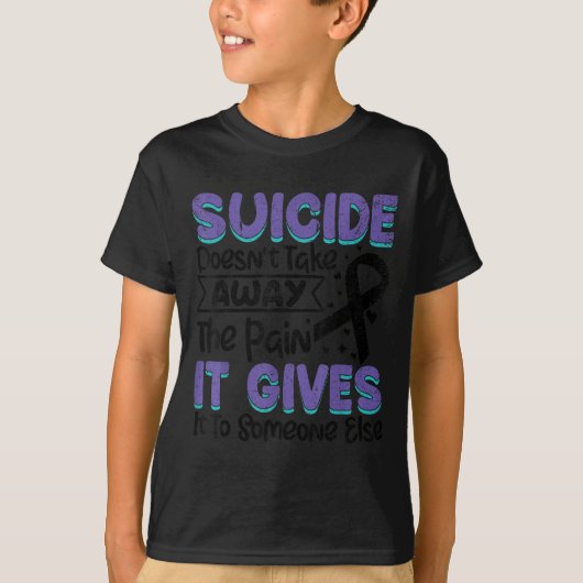 Suicide Prevention Awareness Teal & Purple Rib T-shirt (Voorkant)