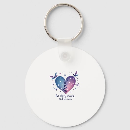Suicide Prevention Awareness Teal Purple Heart Dra Sleutelhanger (Voorkant)