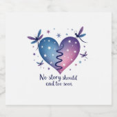 Suicide Prevention Awareness Teal Purple Heart Dra Sparkling Wijnetiket (Enkel label)