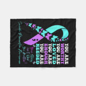 Suicide Prevention Awareness Teal Purple Ribbon Bu Fleece Deken (Voorkant (Horizontaal))