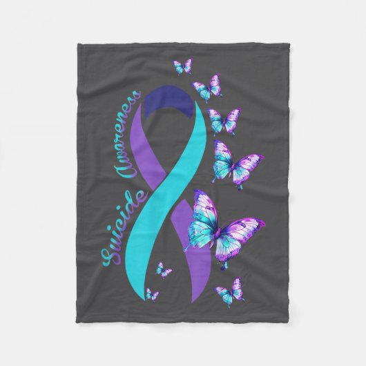 Suicide Prevention Awareness Teal Purple Ribbon Bu Fleece Deken (Voorkant)