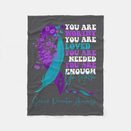 Suicide Prevention Awareness Teal Purple Ribbon Yo Fleece Deken (Voorkant)