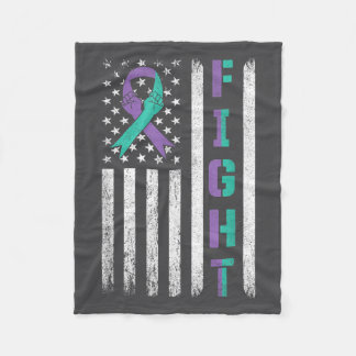 Suicide Prevention Awareness Teal Purple Usa Flag  Fleece Deken