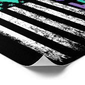 Suicide Prevention Awareness Teal Purple Usa Flag  Poster (Hoek)