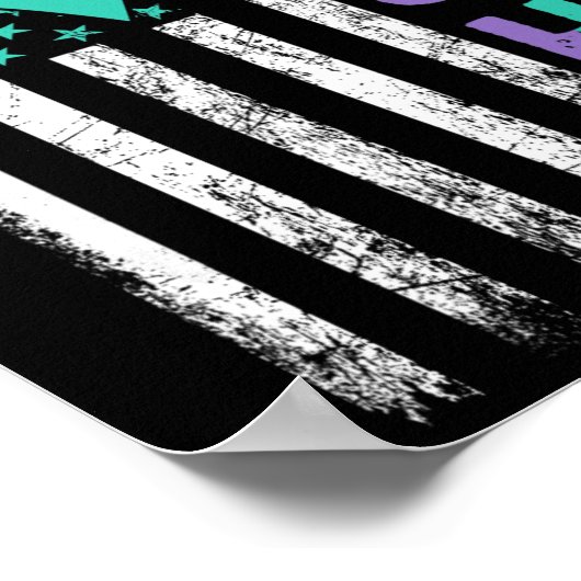 Suicide Prevention Awareness Teal Purple Usa Flag  Poster (Hoek)