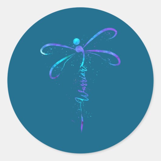 Suicide Prevention Awareness Warrior Dragonfly Sem Ronde Sticker (Voorkant)