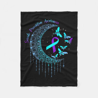 Suicide Prevention Awareness Warrior Moon Dragonfu Fleece Deken