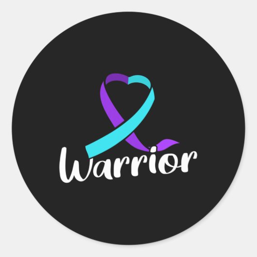 Suicide Prevention Awareness Warrior Roze en Blauw Ronde Sticker (Voorkant)