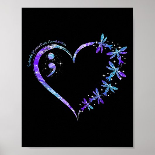 Suicide Prevention Awareness Week Heart Semicolon  Poster (Voorkant)