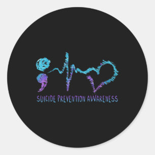 Suicide Prevention Awareness Week Shirt Hartslag Ronde Sticker