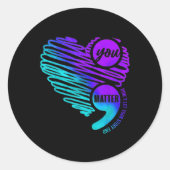 Suicide Prevention Awareness Week You Semicolon He Ronde Sticker (Voorkant)