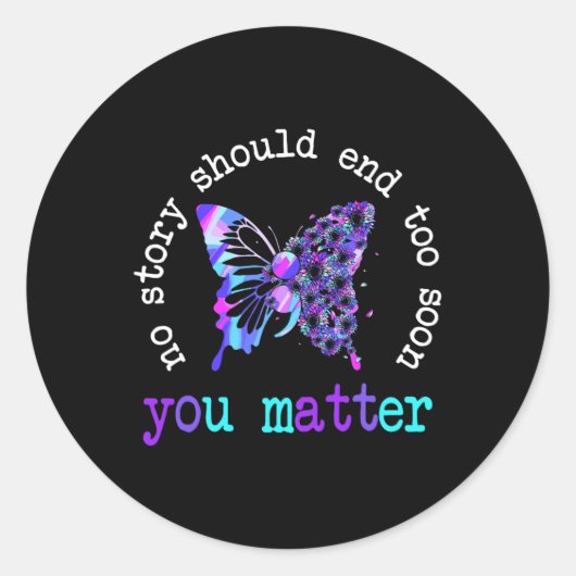 Suicide Prevention Butterfly Geen verhaal moet ein Ronde Sticker (Voorkant)