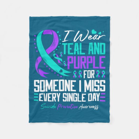 Suicide Prevention I Wear Teal And Purple Mental H Fleece Deken (Voorkant)