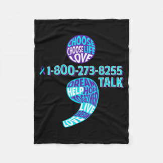 Suicide Prevention Shirt Semicolon Mental Health A Fleece Deken
