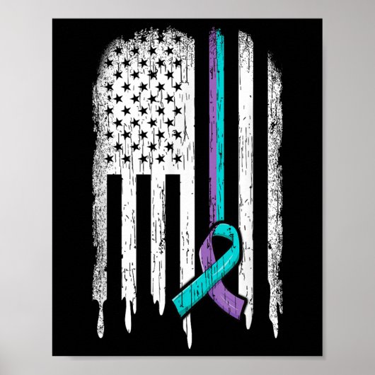 Suicide Prevention Shirt USA Flag Ribbon Suicide S Poster (Voorkant)