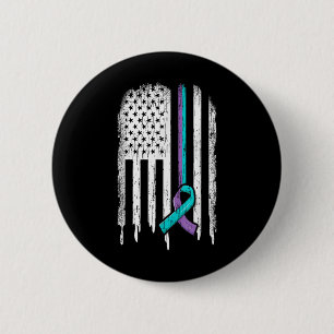 Suicide Prevention Shirt USA Flag Ribbon Suicide S Ronde Button 5,7 Cm