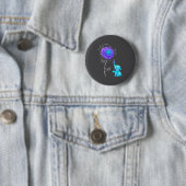 Suicide Prevention Teal Purple Flower Elephant Rib Ronde Button 5,7 Cm (In situ)