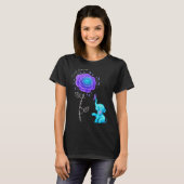 Suicide Prevention Teal Purple Flower Elephant Rib T-shirt (Voorkant volledig)