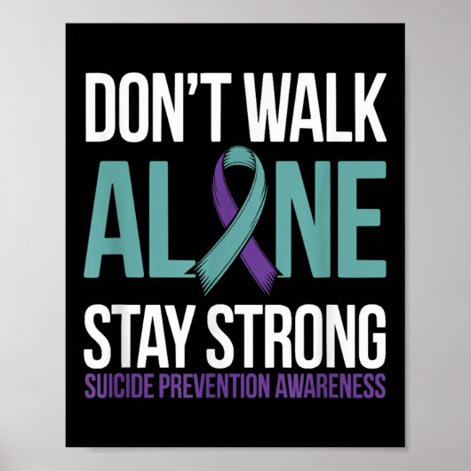 Suicide Prevention Teal Purple Ribbon Suprt  Poster (Voorkant)