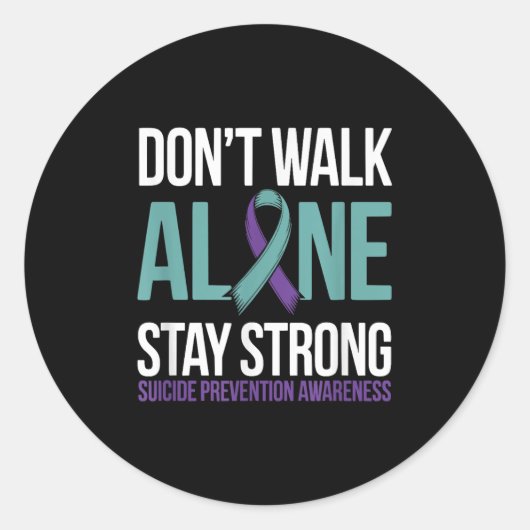 Suicide Prevention Teal Purple Ribbon Suprt  Ronde Sticker (Voorkant)