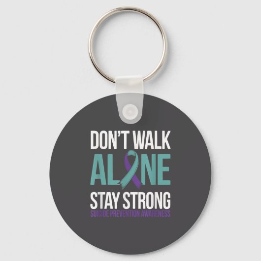 Suicide Prevention Teal Purple Ribbon Suprt Sleutelhanger (Voorkant)