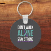 Suicide Prevention Teal Purple Ribbon Suprt Sleutelhanger (Voorkant)