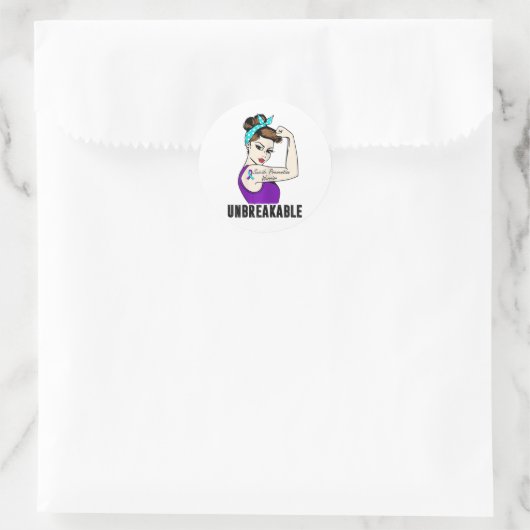 Suicide Prevention Warrior Unbreakable Perfect Str Ronde Sticker (Tas)