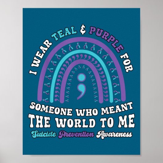 Suicide Prevention Wear Teal Purple Mental Health  Poster (Voorkant)