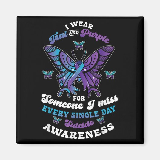 Suicide Prevention Wear Teal Purple Someone I Miss Magneet (Voorkant)