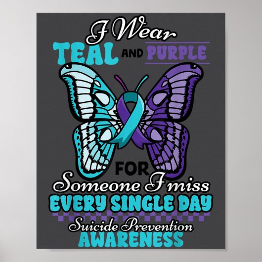 Suicide Prevention Wear Teal Purple Someone I Miss Poster (Voorkant)